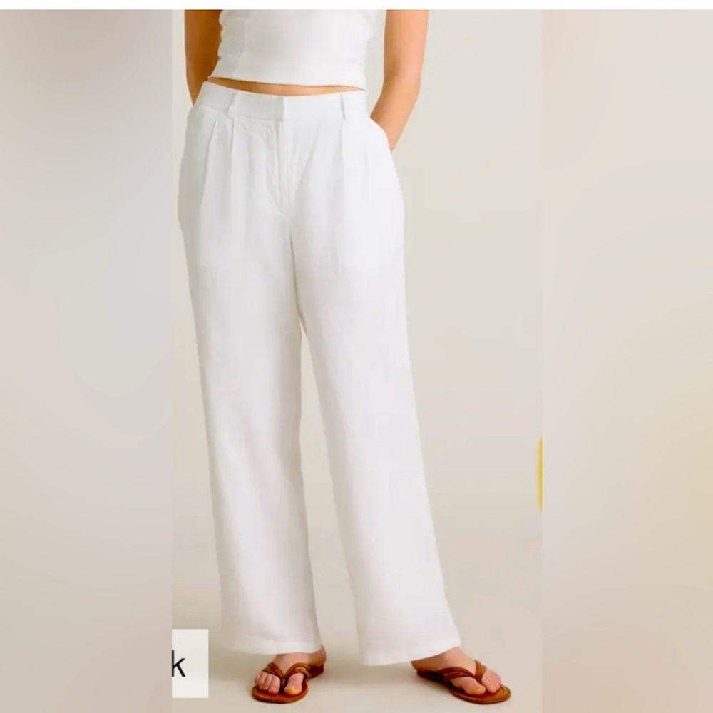Quince White Wide-Leg Linen Pants